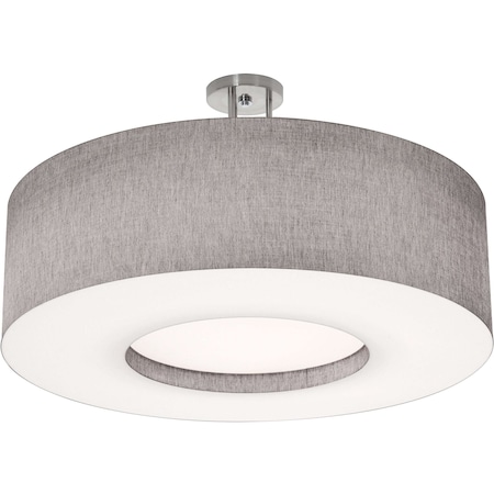 Afx Montclair 30in. Medium Base Semi-Flush Mount, Satin Nickel Finish, Grey Shade MCF3044MB-GYSF
